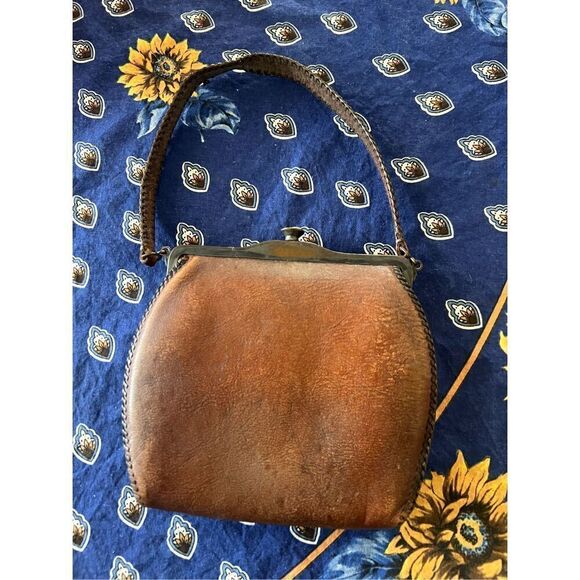 Vintage Antique Art Nouveau Hand Tooled Leather Women’s Purse Bag - Picture 9 of 10